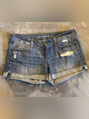 American Eagle Outfitters Distressed Blue Denim Cutoff Shorts